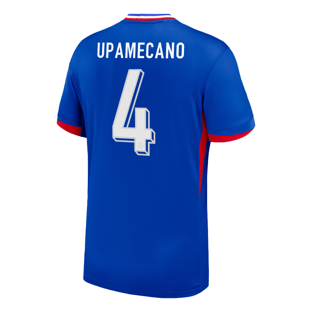 UPAMECANO #4 Maillot domicile de l'Euro 2024 de l'équipe de France, bleu 