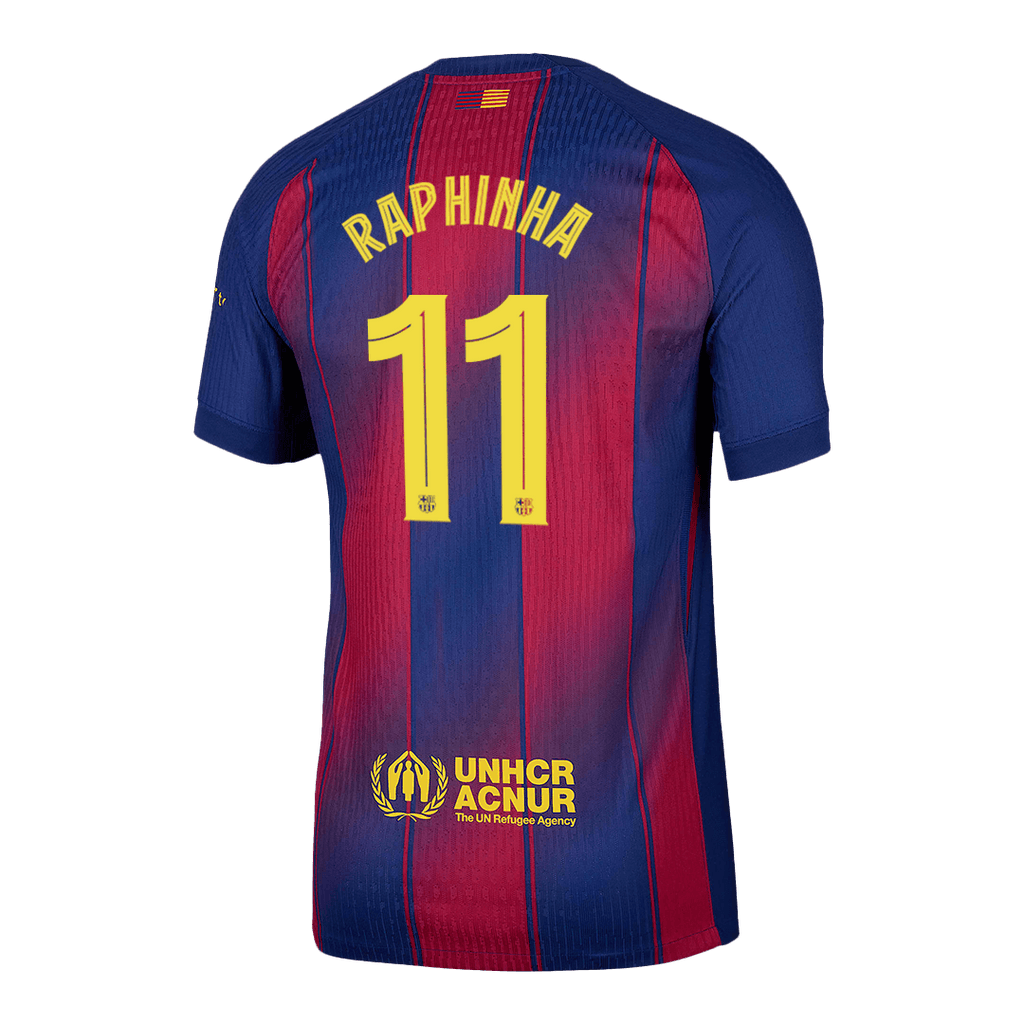 Camiseta de fútbol local auténtica del Barcelona Raphinha #11 2025/26 - Edición UCL