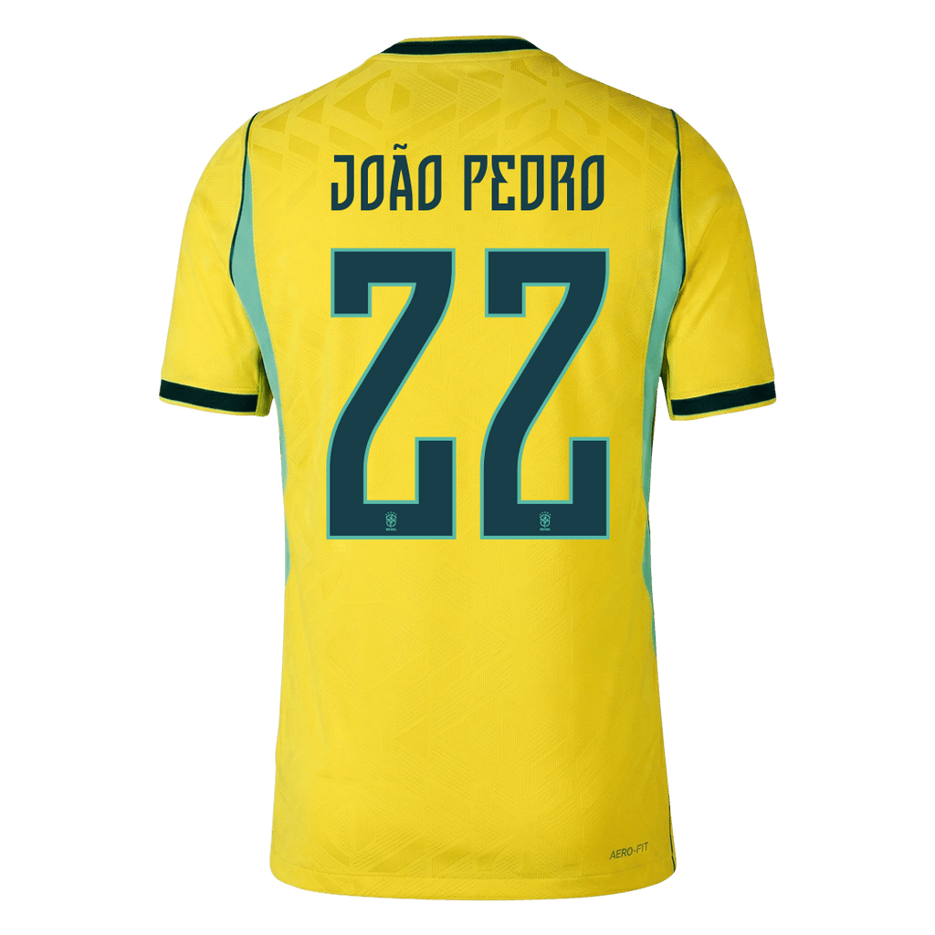 JOÃO PEDRO #22 Player Version Brazil Home Soccer Jersey World Cup 2026 Yellow