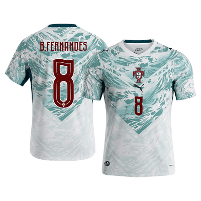B.FERNANDES #8 Portugal Away Soccer Jersey World Cup 2026 White&Green