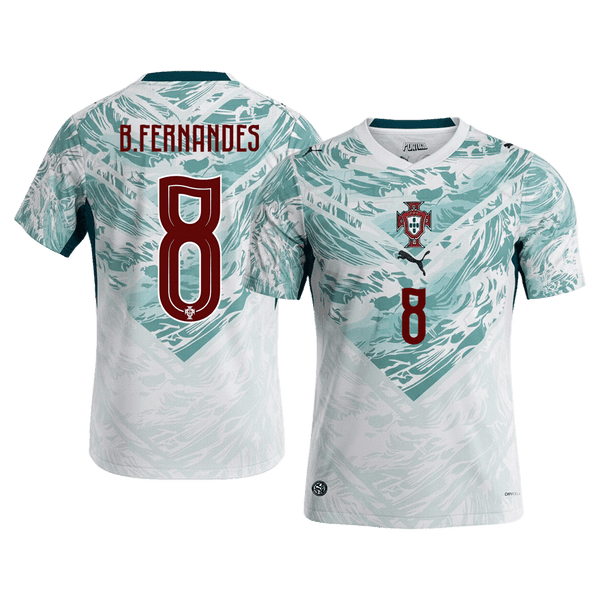 B.FERNANDES #8 Portugal Away Soccer Jersey World Cup 2026 White&Green - white front view - SmartJerseys