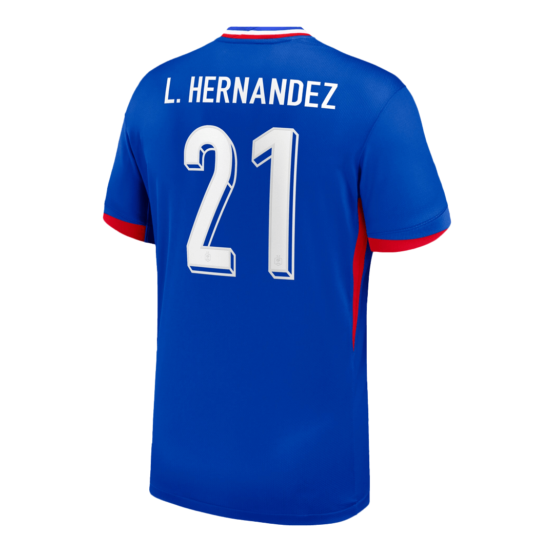 L. Hernandez n° 21 Maillot domicile de l'équipe de France pour l'Euro 2024 Bleu 