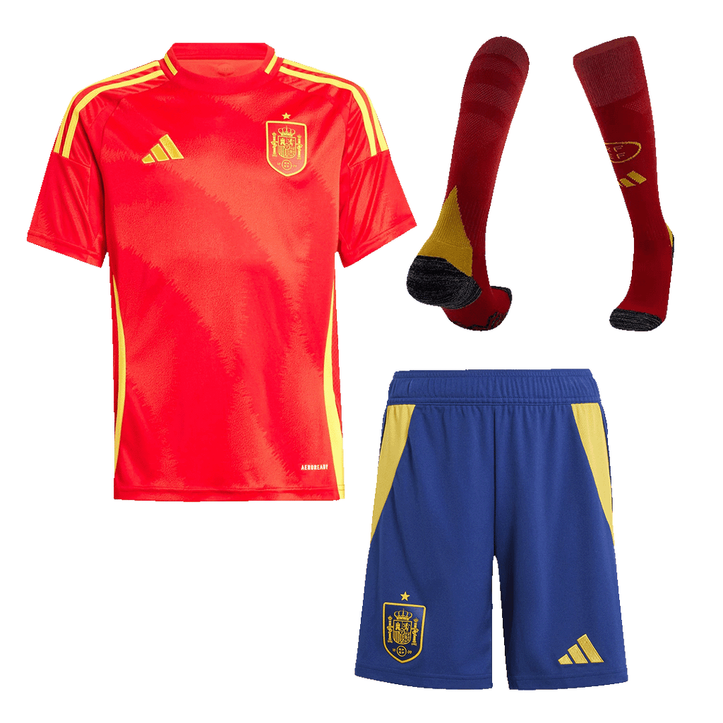 Spain Home Jersey Kit EURO 2024 Kids(Jersey+Shorts+Socks) - Football Shirt | SmartJerseys | Official Quality