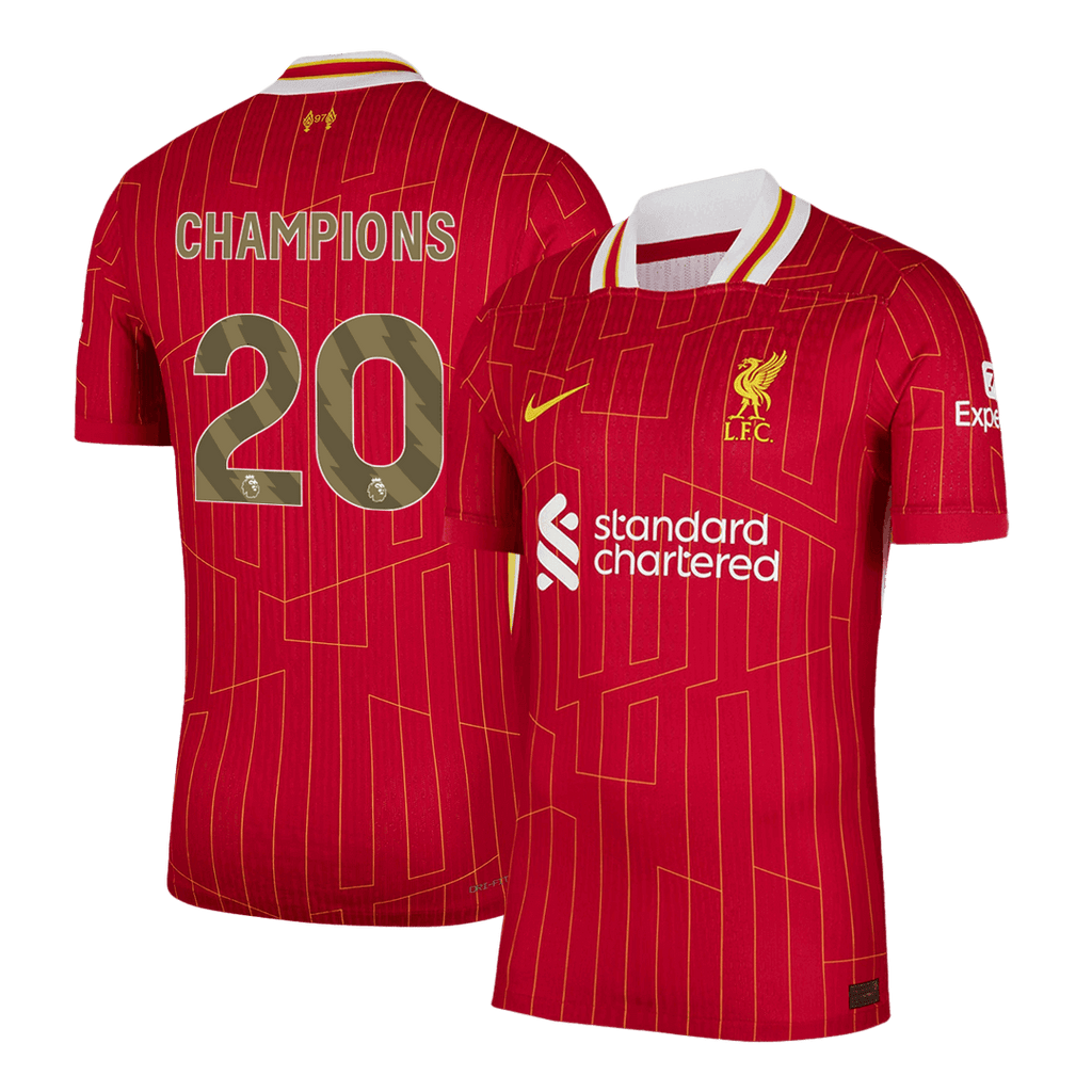 Liverpool CHAMPIONS #20 Home Soccer Jersey Authentic 2024/25 - Football Shirt | SmartJerseys | Official Quality