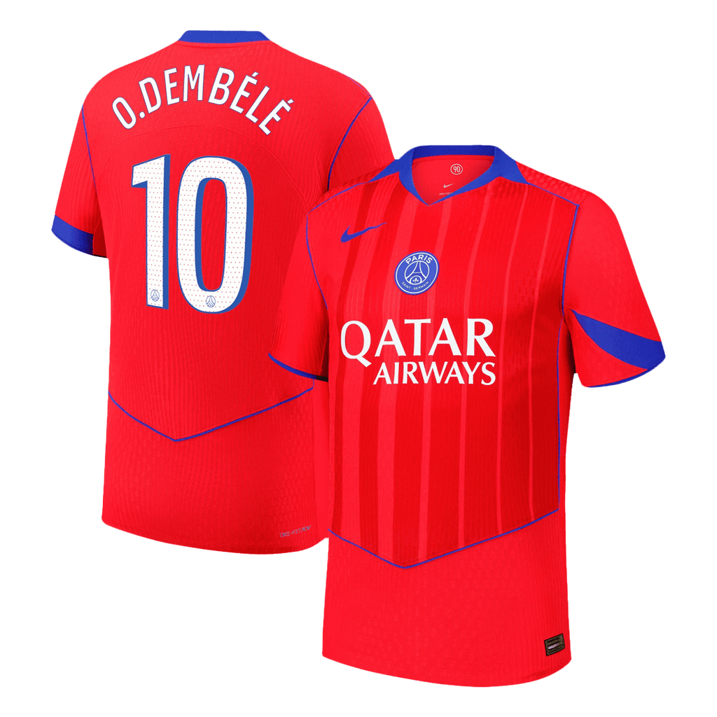 25/26 O.DEMBÉLÉ #10 Authentic PSG Third Away Soccer Jersey Red - Football Shirt | SmartJerseys | Official Quality