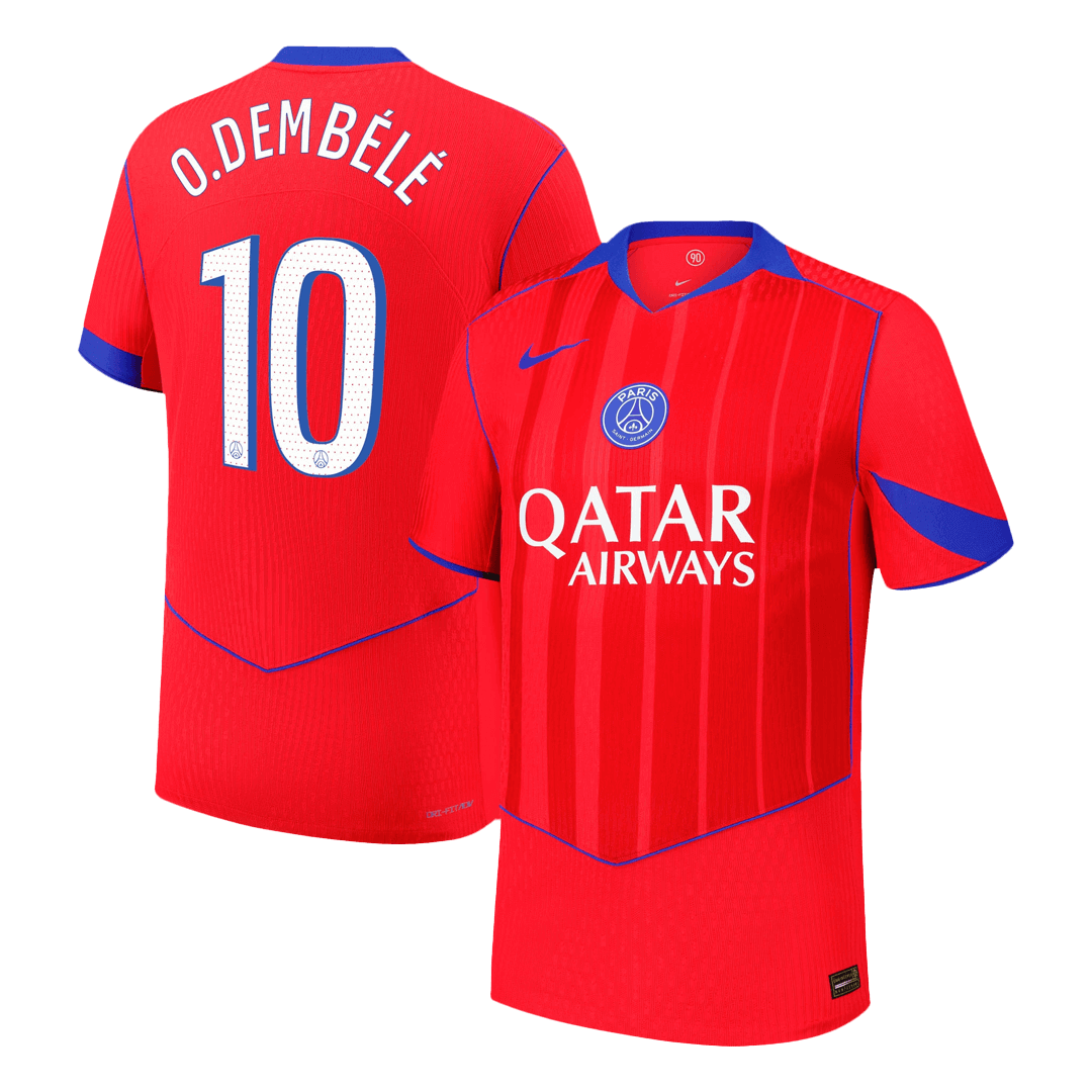 25/26 O.DEMBÉLÉ #10 Authentic PSG Third Away Soccer Jersey Red - Football Shirt | SmartJerseys | Official Quality