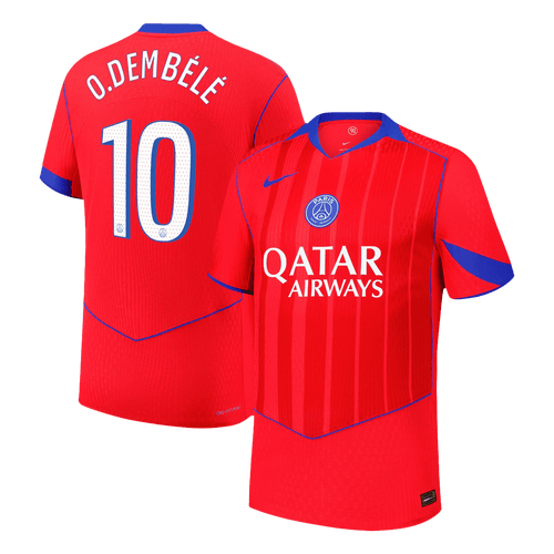 25/26 O.DEMBÉLÉ #10 Authentic PSG Third Away Soccer Jersey Red - Football Shirt | SmartJerseys | Official Quality