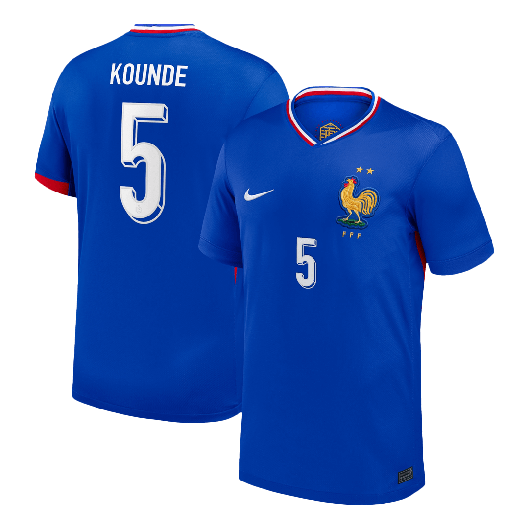 KOUNDE #5 France Euro Home Soccer Jersey 2024 Blue - Football Shirt | SmartJerseys | Official Quality