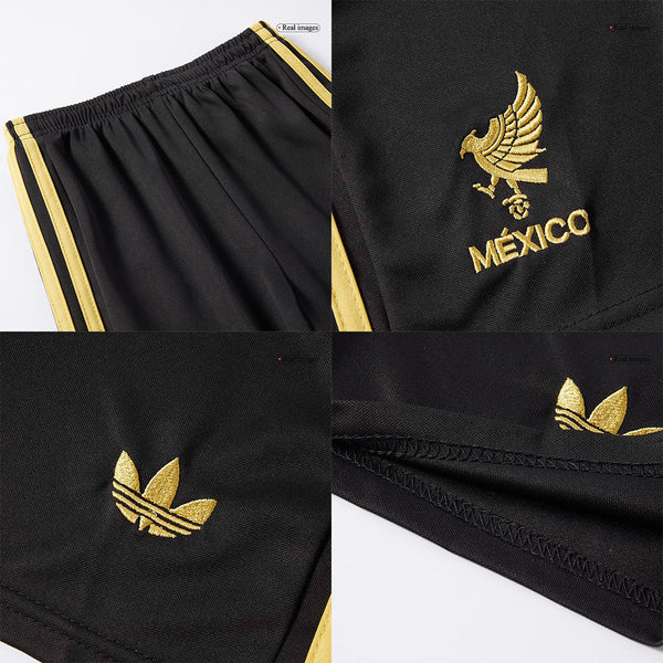 Kid's Mexico Third Away Soccer Jersey Kit(Jersey+Shorts) 2025 Black - Gold Cup