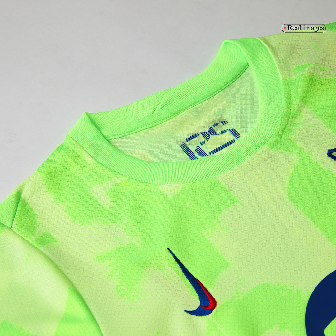 Camiseta de fútbol visitante del Barcelona 2024/25 para niños (camiseta y pantalón corto) - UCL (logotipo de Spotify sin texto)