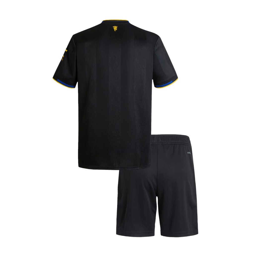 Kid's Manchester United Third Away Soccer Jersey Kit 25/26 Black