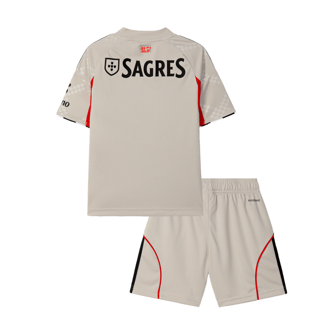 Kid's Benfica Away Soccer Jersey Kit 25/26 Beige