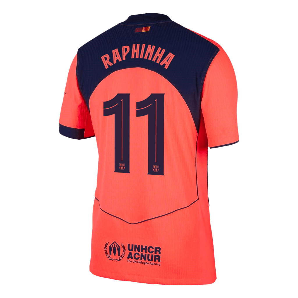 RAPHINHA #11 Authentic Barcelona Third Away Soccer Jersey 25/26 Orange- UCL