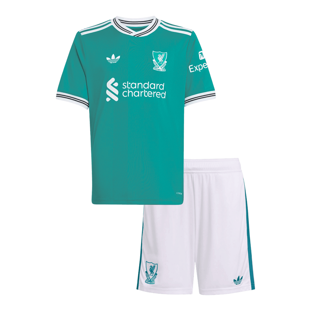 Kid's Liverpool Third Kit(Jersey+Shorts) 25/26 Green - Football Shirt | SmartJerseys | Official Quality