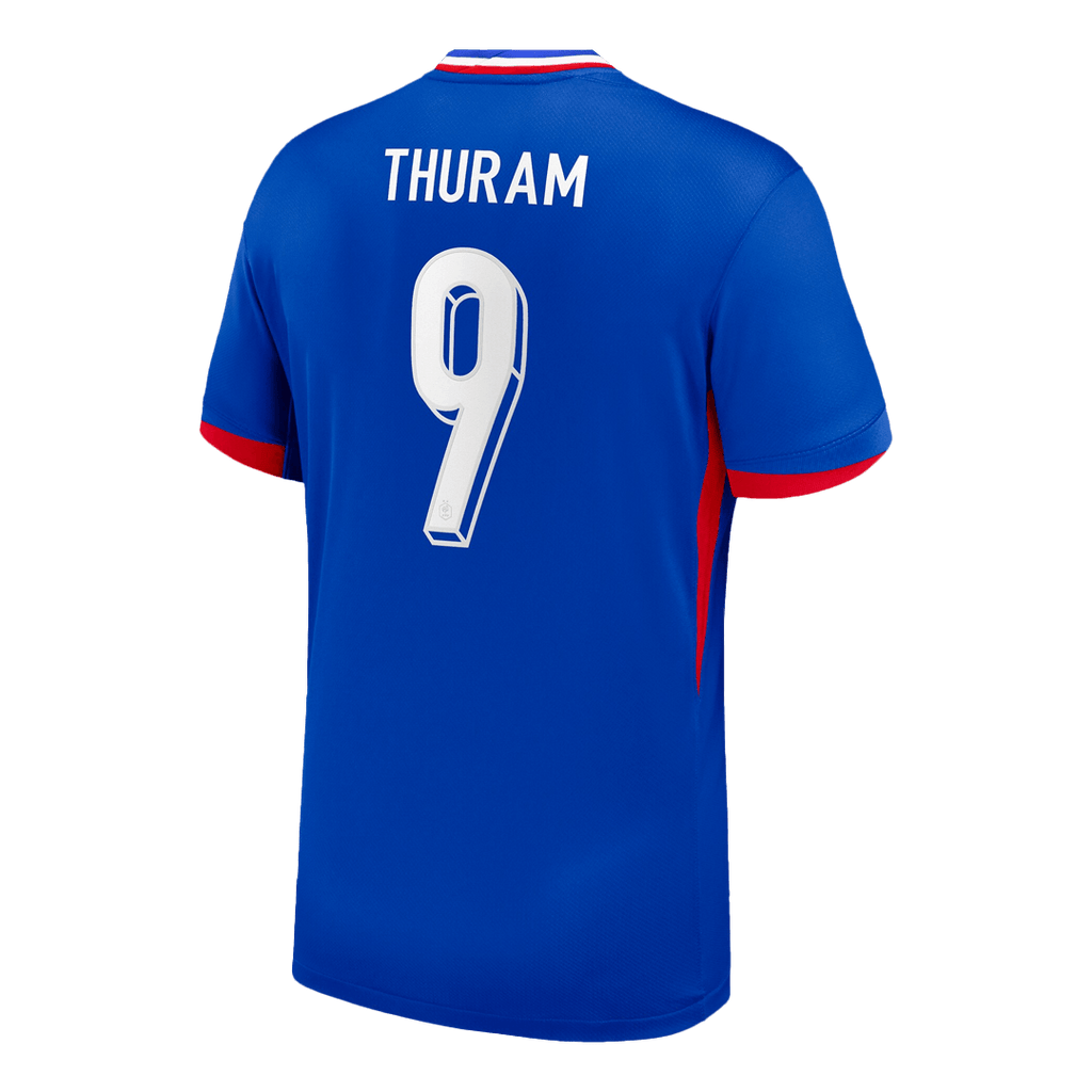 THURAM #9 Maillot domicile de l'Euro 2024 de l'équipe de France Bleu 