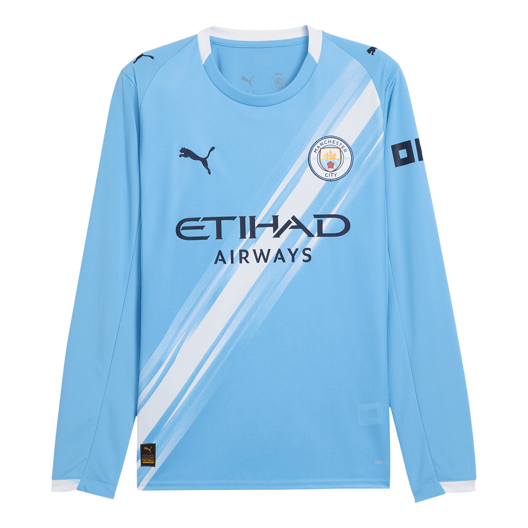 Manchester City Long Sleeve Home Soccer Jersey 2025/26 - Football Shirt | SmartJerseys | Official Quality