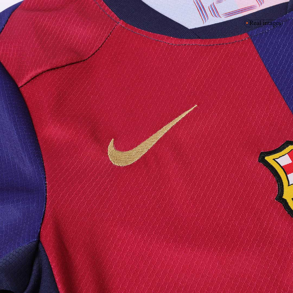 Camiseta local del Barcelona 2024/25 para niños (camiseta y pantalón corto) con el logotipo de Spotify sin texto
