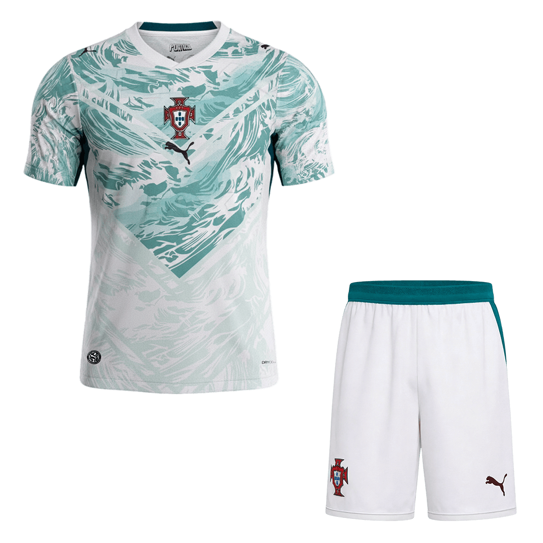 Portugal Away Soccer Jersey Kit (Jersey+Shorts) World Cup 2026 White&Green
