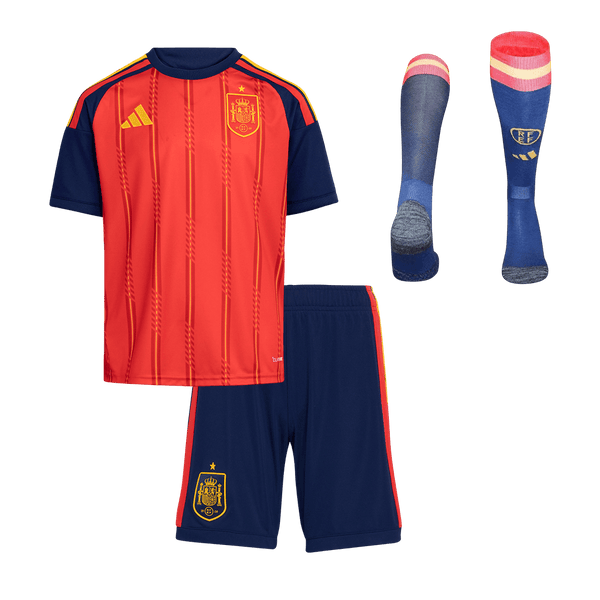 Kid's Spain Home Soccer Jersey Kit(Jersey+Shorts+Socks) World Cup 2026 Red - Football Shirt | SmartJerseys | Official Quality