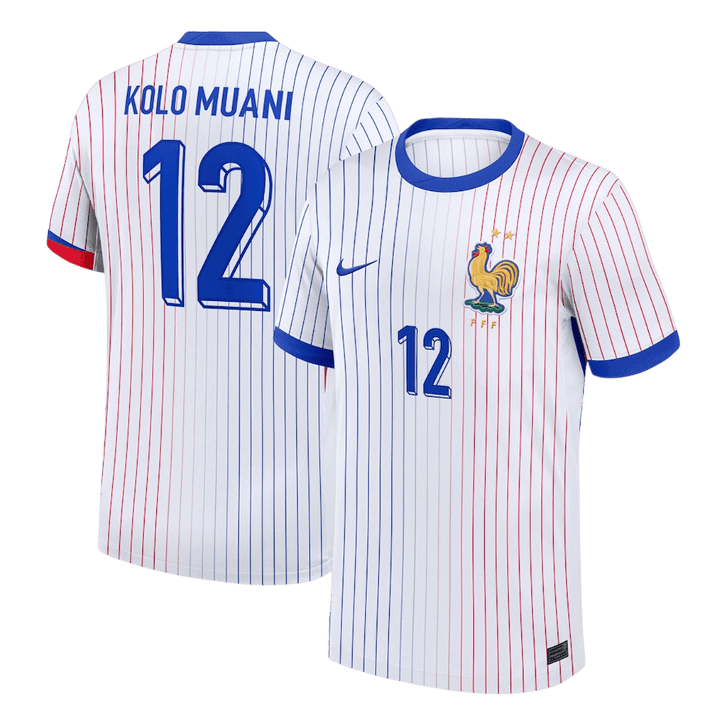 KOLO MUANI#12 France Euro Away Soccer Jersey 2024 White - Football Shirt | SmartJerseys | Official Quality