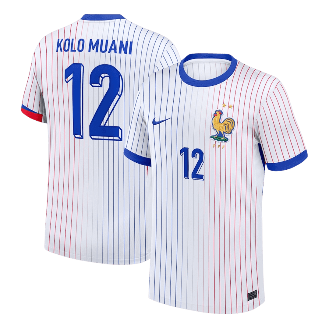 KOLO MUANI#12 France Euro Away Soccer Jersey 2024 White - Football Shirt | SmartJerseys | Official Quality