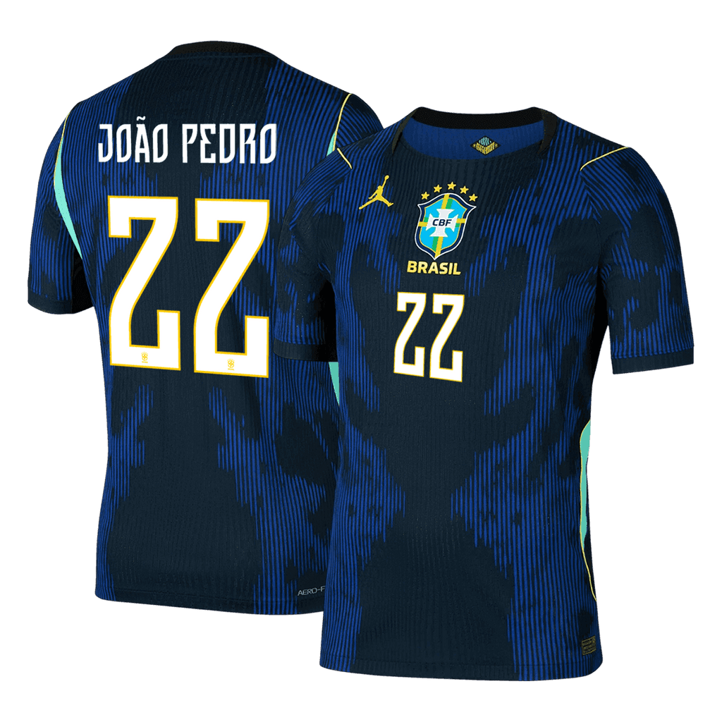 JOÃO PEDRO #22 Player Version Brazil Away Soccer Jersey World Cup 2026 Navy