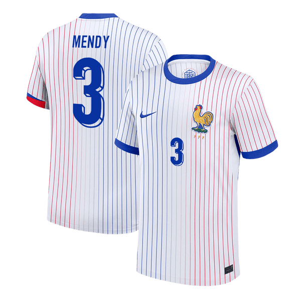 MENDY #3 France Euro Away Soccer Jersey 2024 White - Football Shirt | SmartJerseys | Official Quality