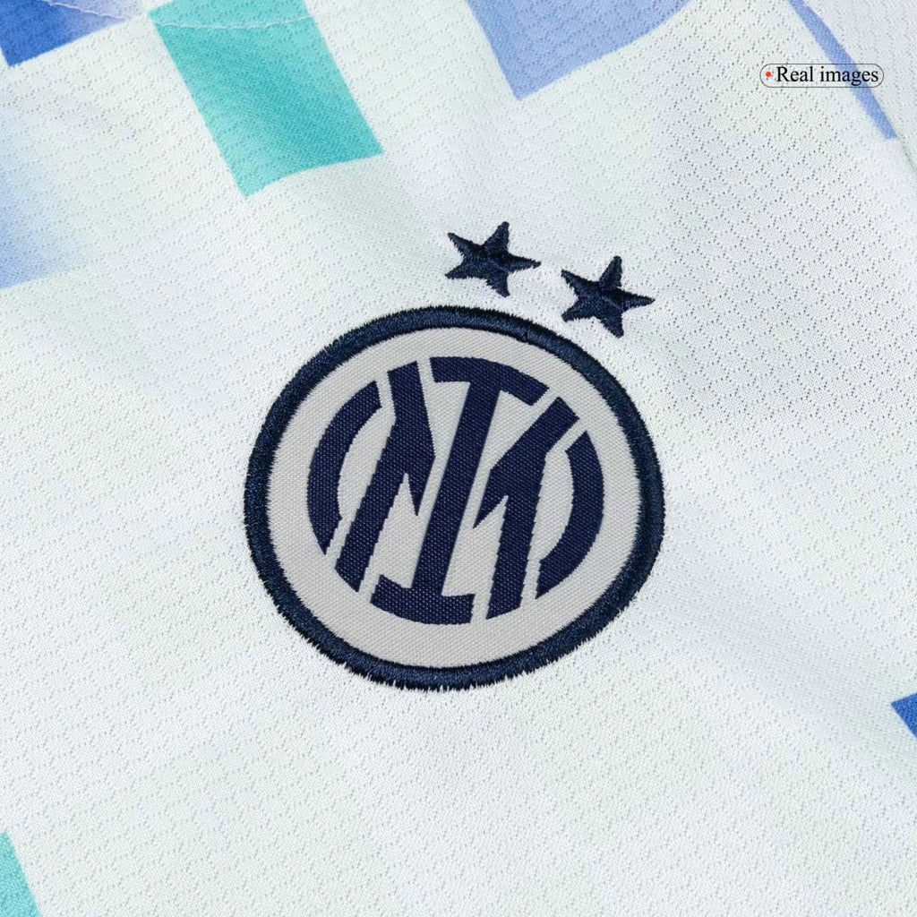 Camiseta de fútbol visitante del Inter de Milán para niño (camiseta y pantalón corto) 2025/26, color blanco