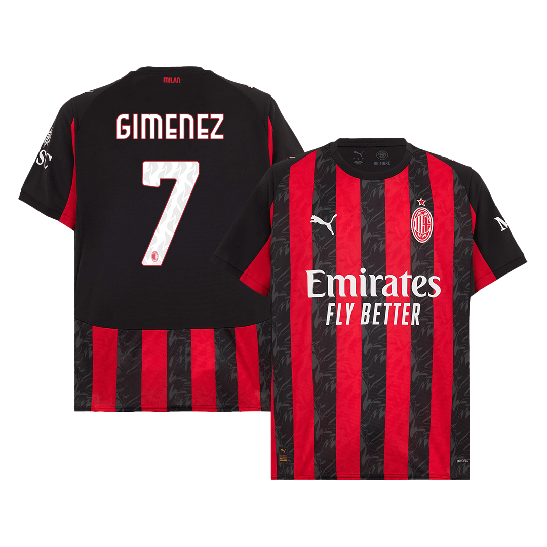 GIMENEZ #7 AC Milan Home Soccer Jersey 2025/26 Red&Black - Football Shirt | SmartJerseys | Official Quality
