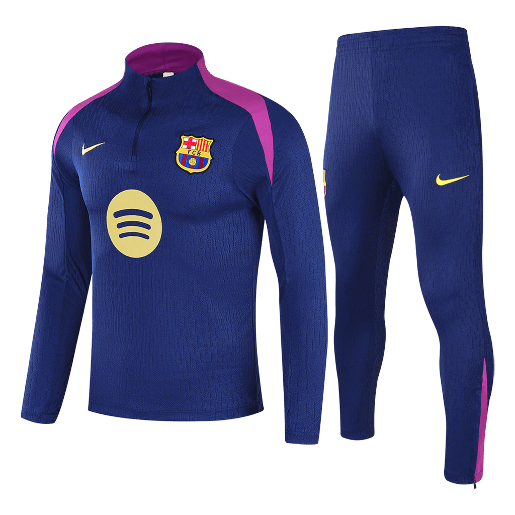 Kid's Barcelona Zipper Sweatshirt Kit(Top+Pants) 25/26 Navy - Football Shirt | SmartJerseys | Official Quality