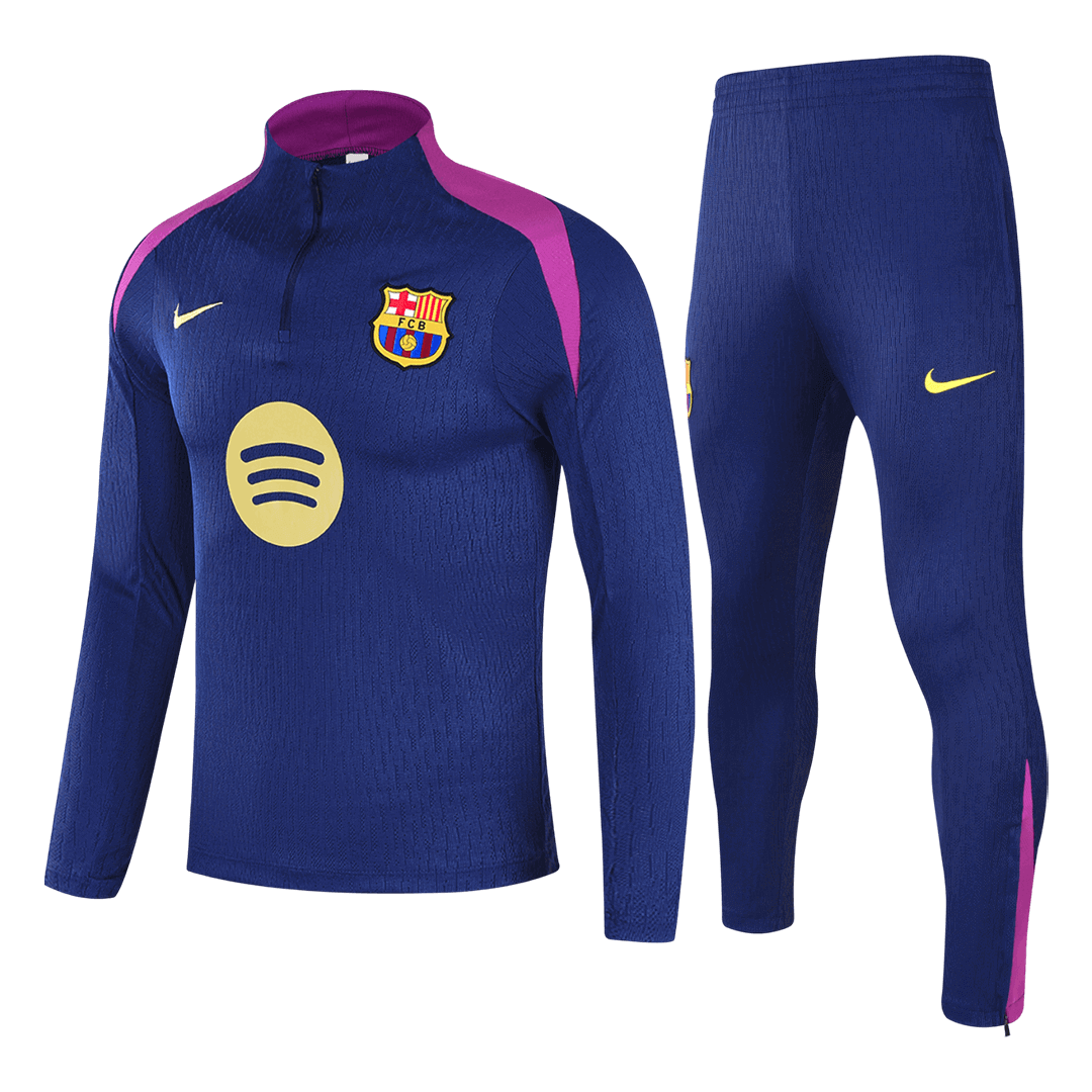 Kid's Barcelona Zipper Sweatshirt Kit(Top+Pants) 25/26 Navy - Football Shirt | SmartJerseys | Official Quality