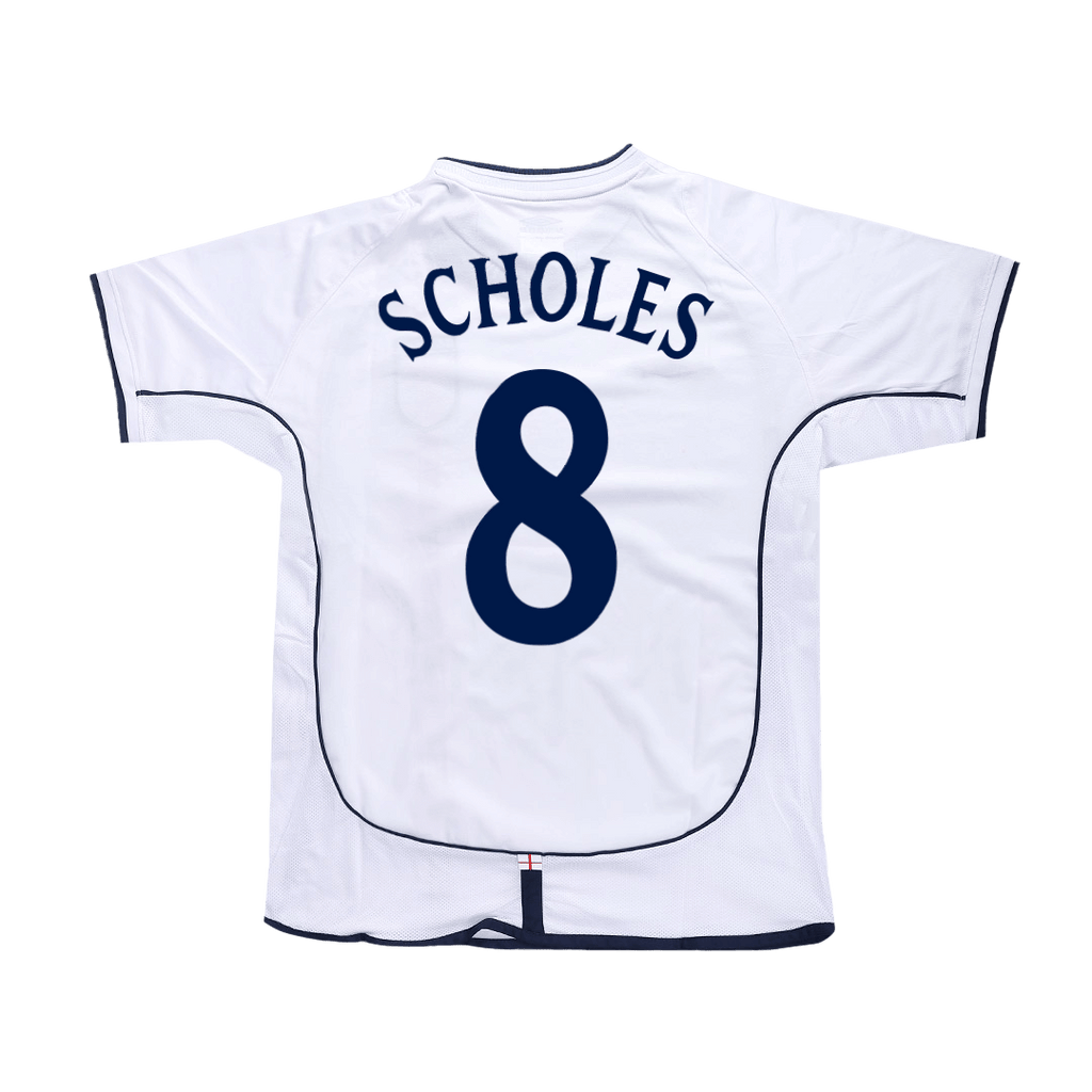 England SCHOLES #8 Home Soccer Jersey Retro 2002