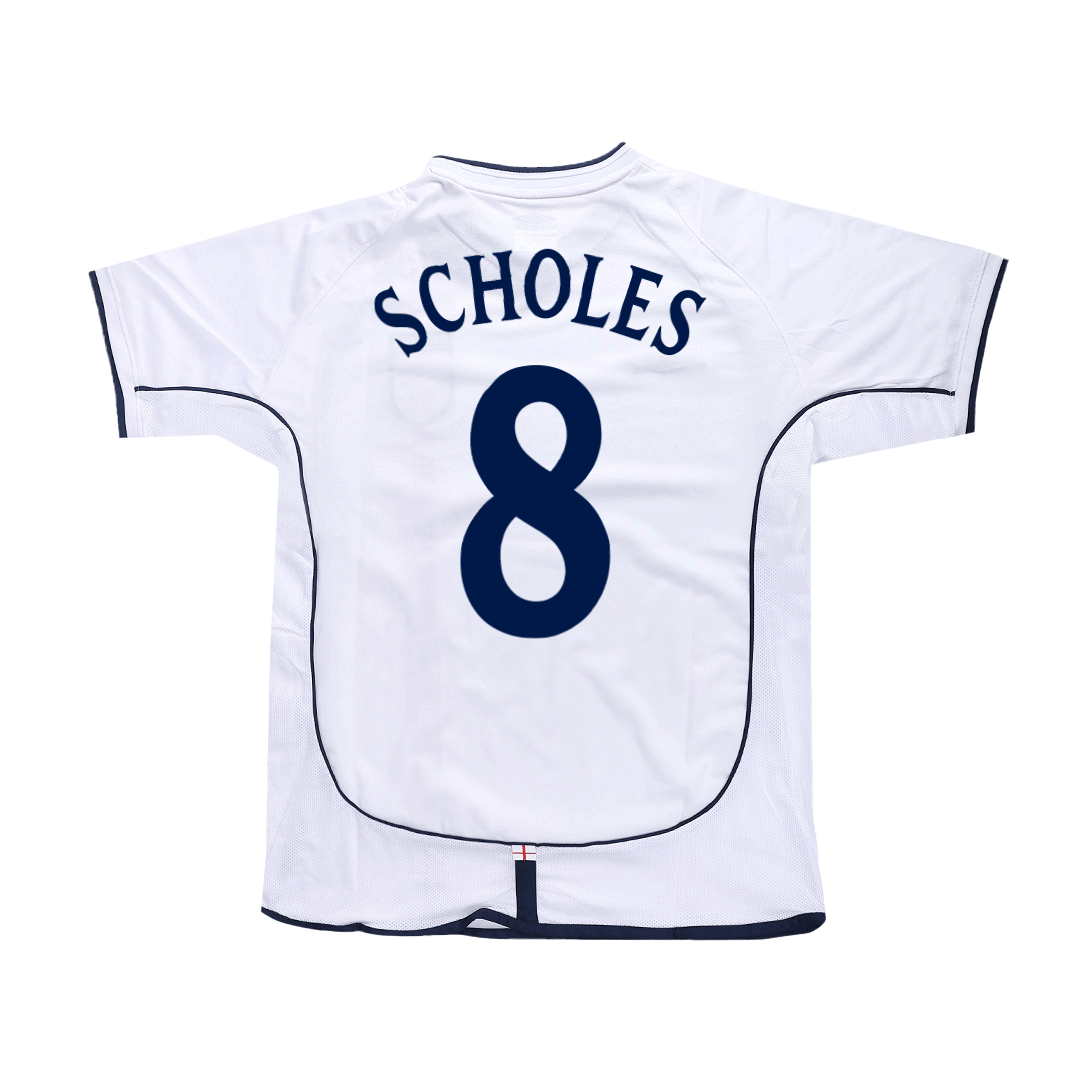 England SCHOLES #8 Home Soccer Jersey Retro 2002