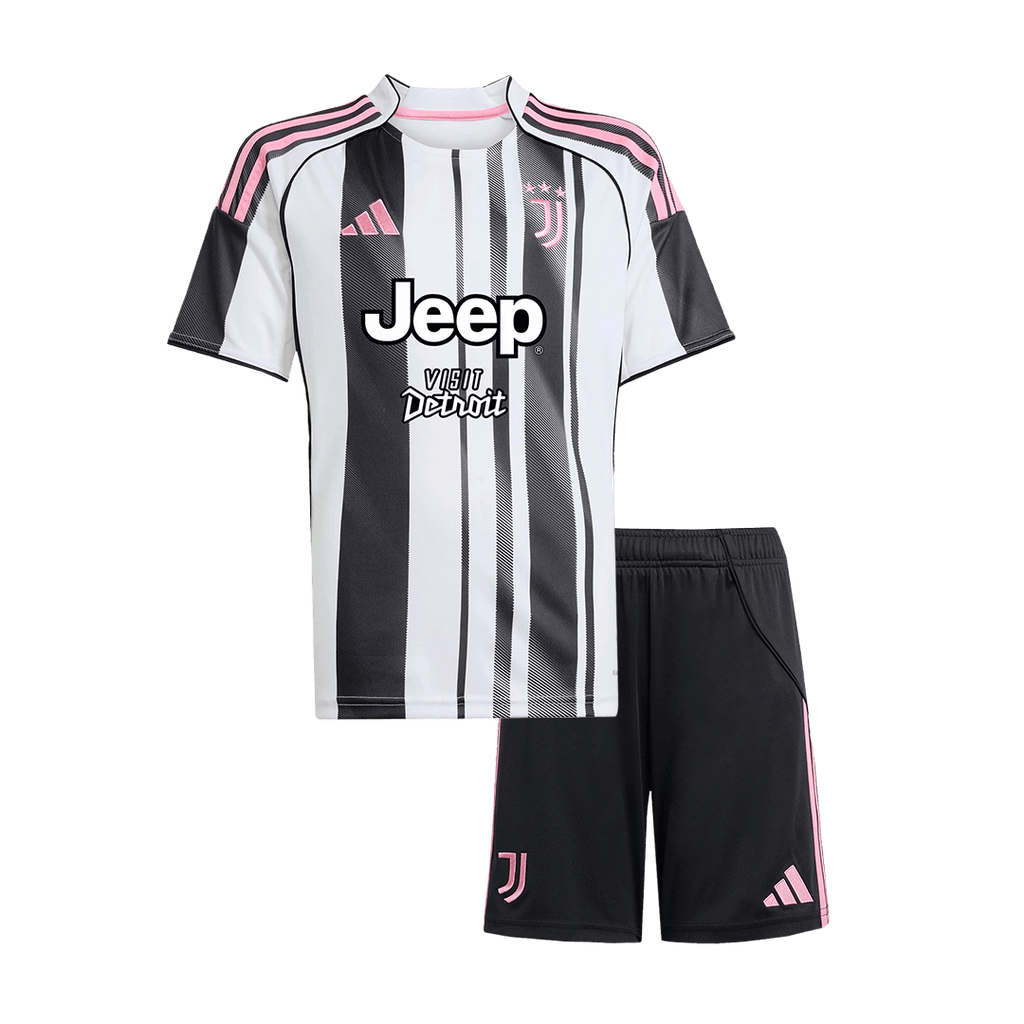 Juventus Home Soccer Jersey Kit 2025/26 Kids(Jersey+Shorts) - Football Shirt | SmartJerseys | Official Quality
