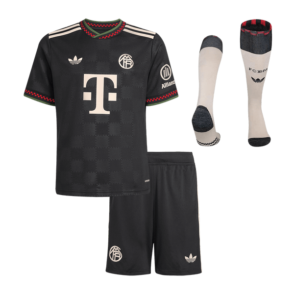 Kid's Bayern Munich Third Away Soccer Jersey Kit(Jersey+Shorts+Socks) 25/26 Black - Football Shirt | SmartJerseys | Official Quality