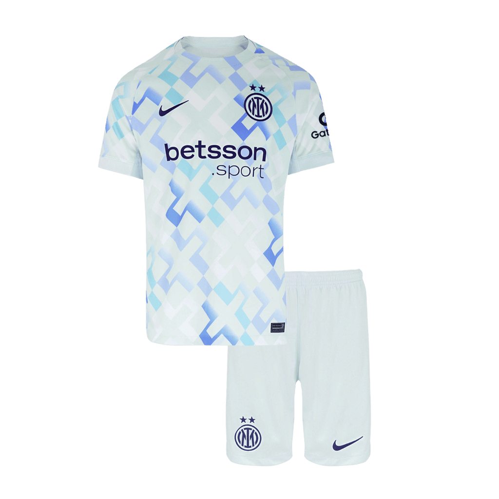 Kid's Inter Milan Away Soccer Jersey Kit(Jersey+Shorts) 2025/26 White - Football Shirt | SmartJerseys | Official Quality