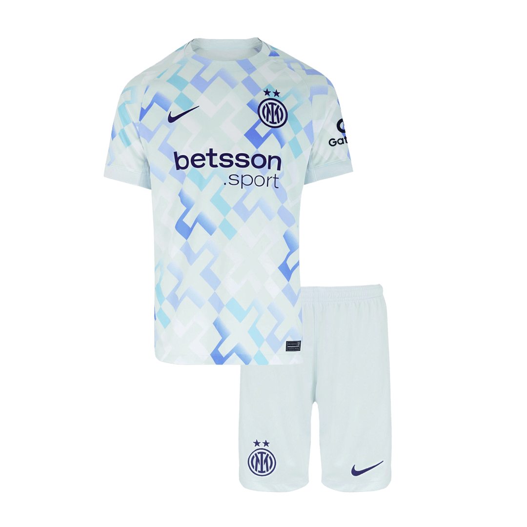 Kid's Inter Milan Away Soccer Jersey Kit(Jersey+Shorts) 2025/26 White - Football Shirt | SmartJerseys | Official Quality