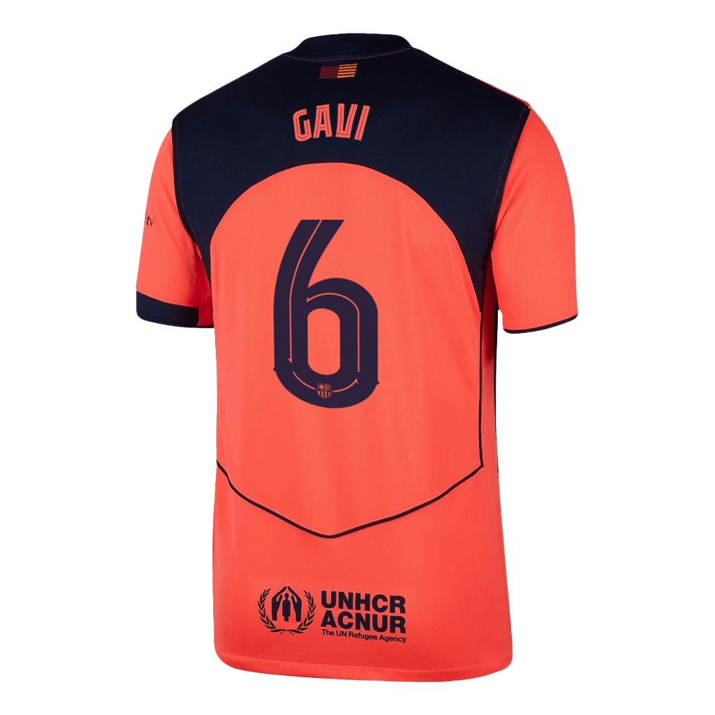 Camiseta de fútbol visitante del Barcelona GAVI #6 2025/26 (Edición UCL)