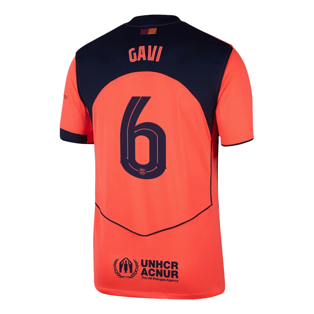 Camiseta de fútbol visitante del Barcelona GAVI #6 2025/26 (Edición UCL)