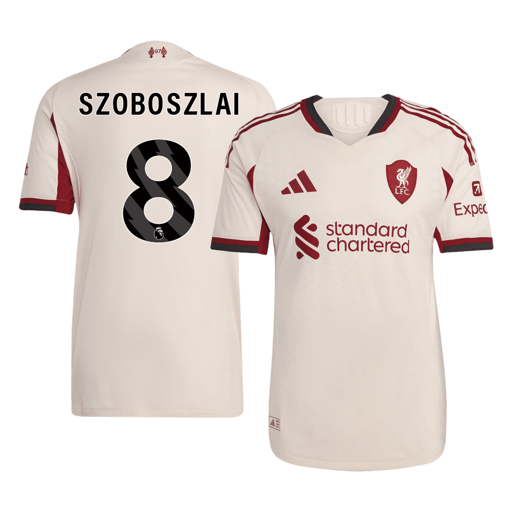 SZOBOSZLAI #8 Authentic Liverpool Away Soccer Jersey 25/26 White - Football Shirt | SmartJerseys | Official Quality