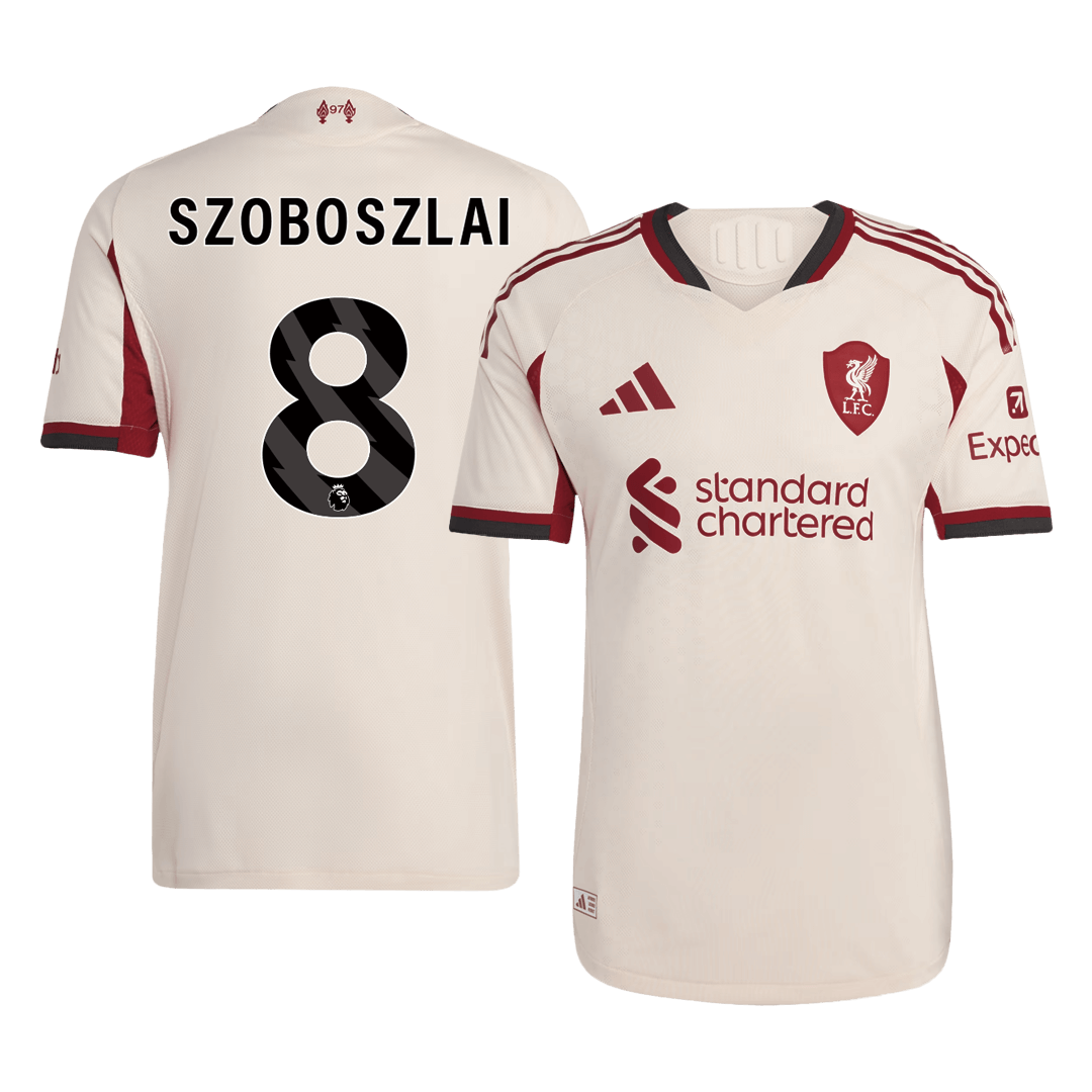 SZOBOSZLAI #8 Authentic Liverpool Away Soccer Jersey 25/26 White - Football Shirt | SmartJerseys | Official Quality
