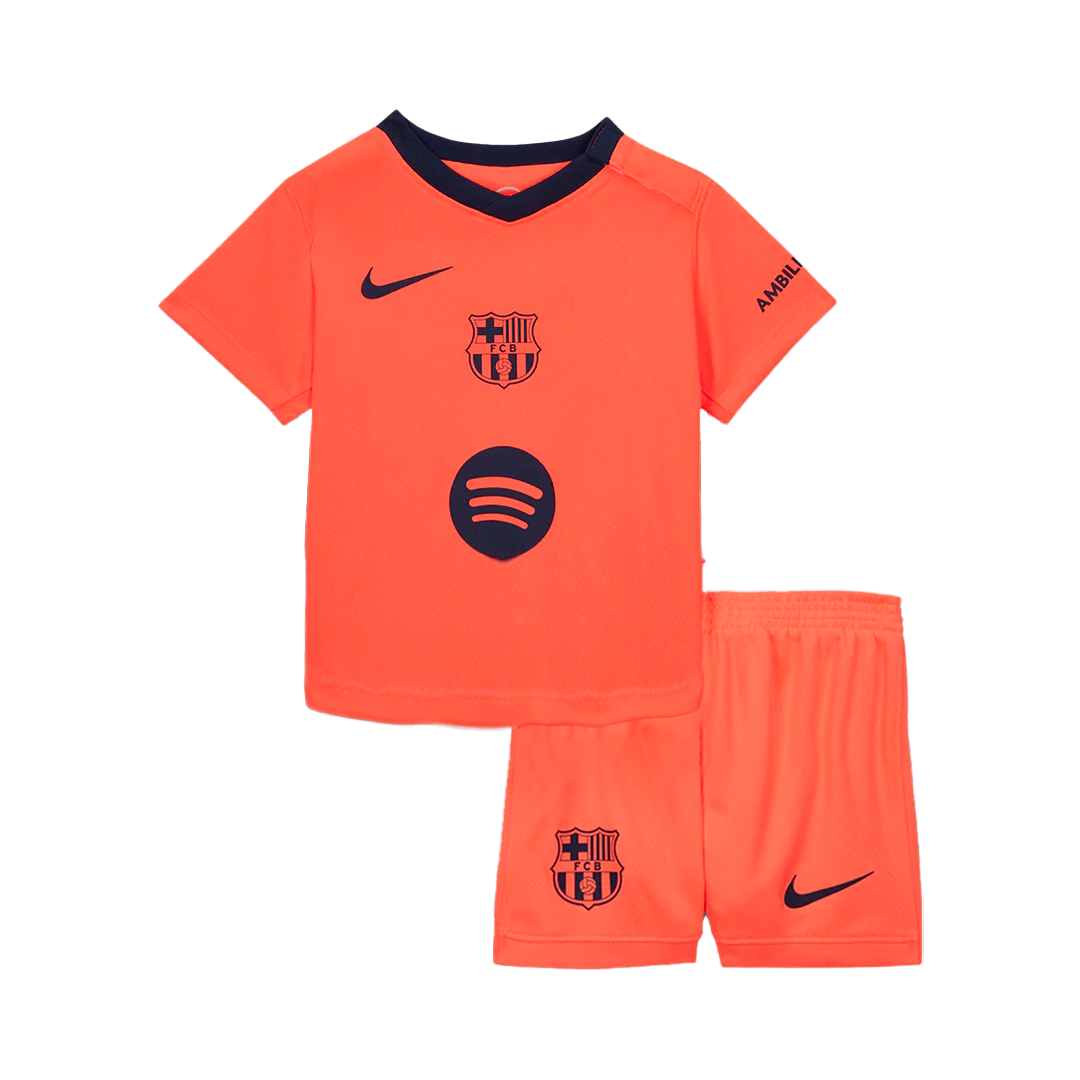 Kid's Barcelona Third Away Soccer Jersey Kit 25/26 Orange - Football Shirt | SmartJerseys | Official Quality