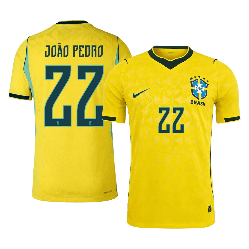 JOÃO PEDRO #22 Player Version Brazil Home Soccer Jersey World Cup 2026 Yellow