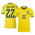 JOÃO PEDRO #22 Player Version Brazil Home Soccer Jersey World Cup 2026 Yellow
