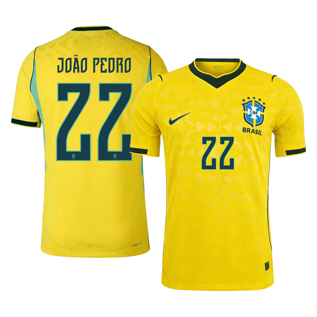 JOÃO PEDRO #22 Player Version Brazil Home Soccer Jersey World Cup 2026 Yellow