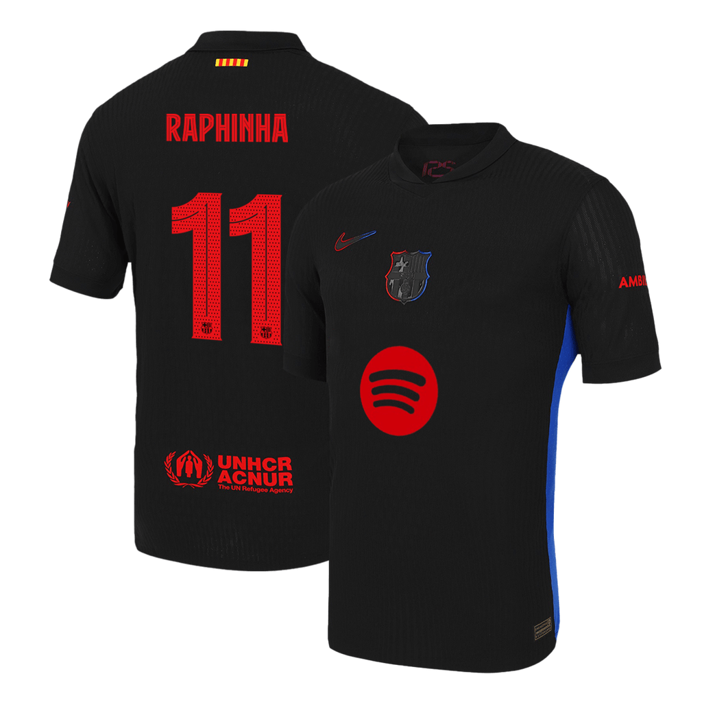 Barcelona RAPHINHA #11 Away Soccer Jersey Authentic 2024/25 - UCL Edition (Spotify Logo Without Text) - Football Shirt | SmartJerseys | Official Quality