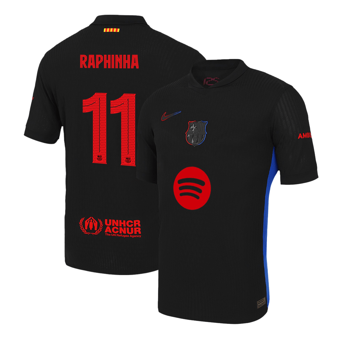 Barcelona RAPHINHA #11 Away Soccer Jersey Authentic 2024/25 - UCL Edition (Spotify Logo Without Text) - Football Shirt | SmartJerseys | Official Quality