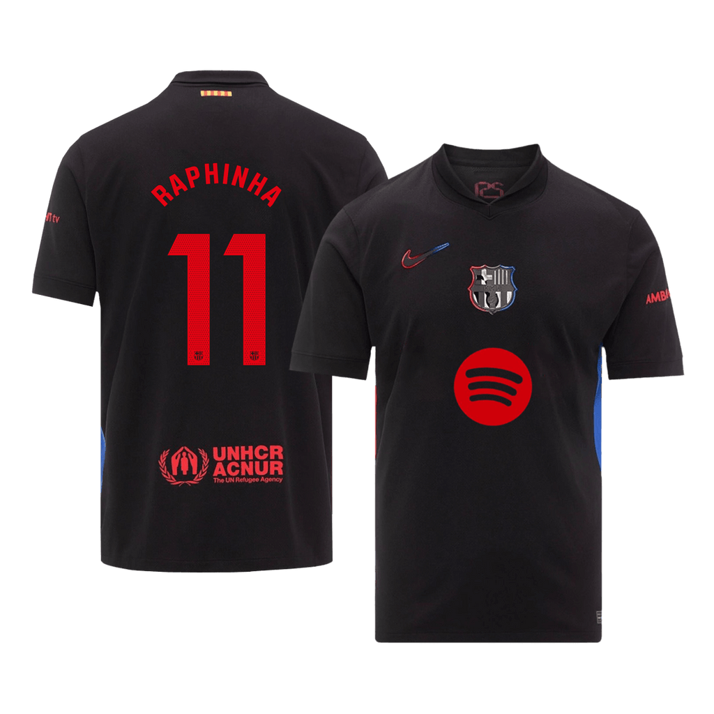 Barcelona RAPHINHA #11 Away Jersey 2024/25 -（Spotify Logo Without Text） - Football Shirt | SmartJerseys | Official Quality
