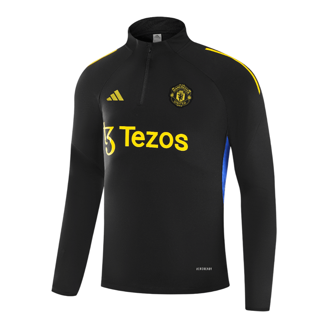 Ensemble sweat-shirt zippé Manchester United pour enfant (haut + pantalon) 25/26 noir