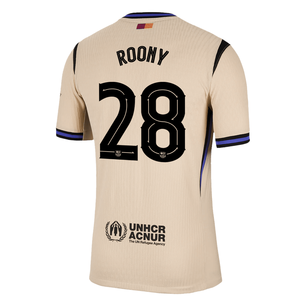 Camiseta de fútbol visitante auténtica del Barcelona 2025/26 ROONY #28, amarilla - UCL